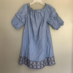 Crown & Ivy Striped Blue White Dress Medium